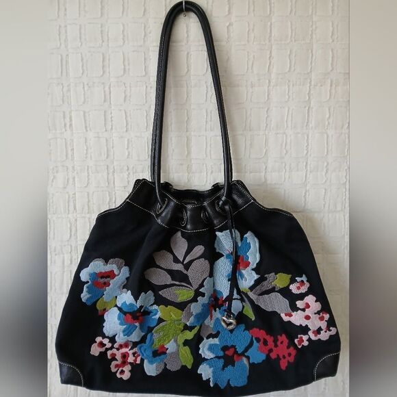 Brighton Handbags - Brighton embroidered floral fabric bag